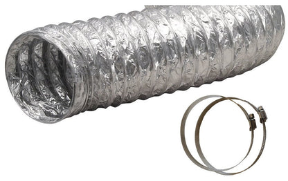 Flexible aluminum duct and two clamps